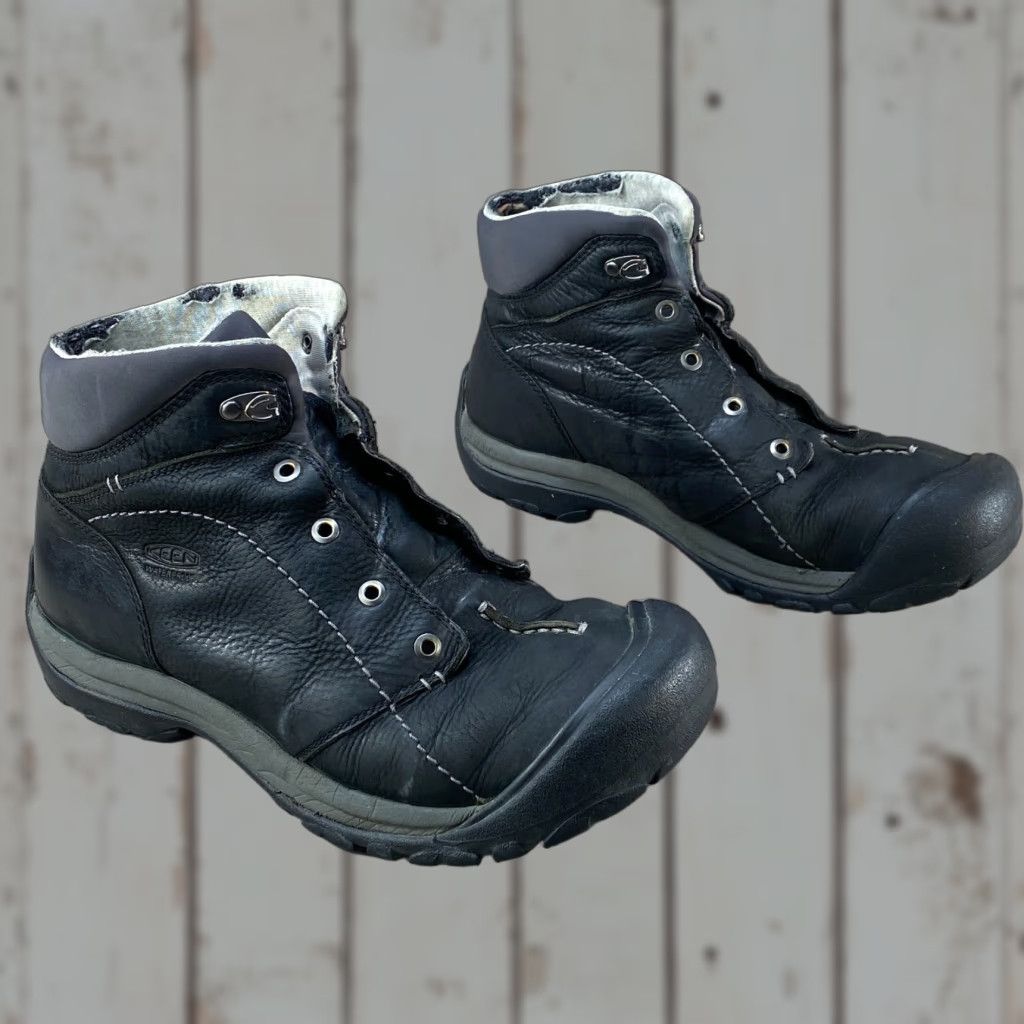 KEEN Keen Kaci Black Leather Winter Waterproof Mid Boot Lace Up 100 G Insulation 10.5 Boots Women Size US 8 / IT 38 - 1 Thumbnail