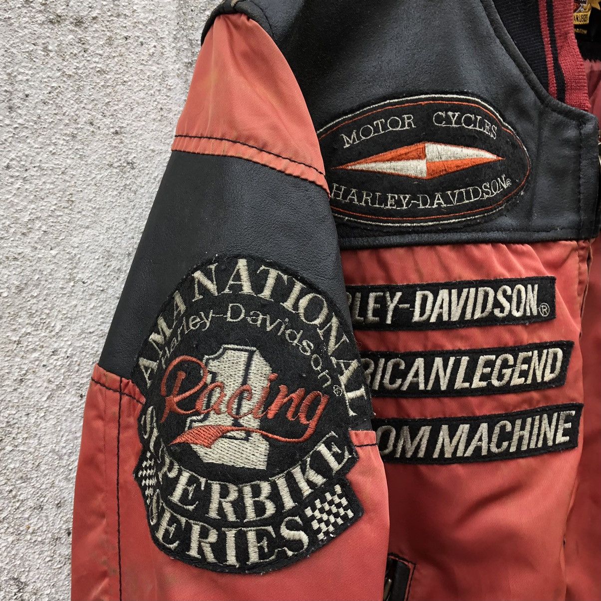 Harley Davidson Vintage Harley Davidson Racing Cowhide/Nylon Bomber Jacket Size US M / EU 48-50 / 2 - 3 Thumbnail