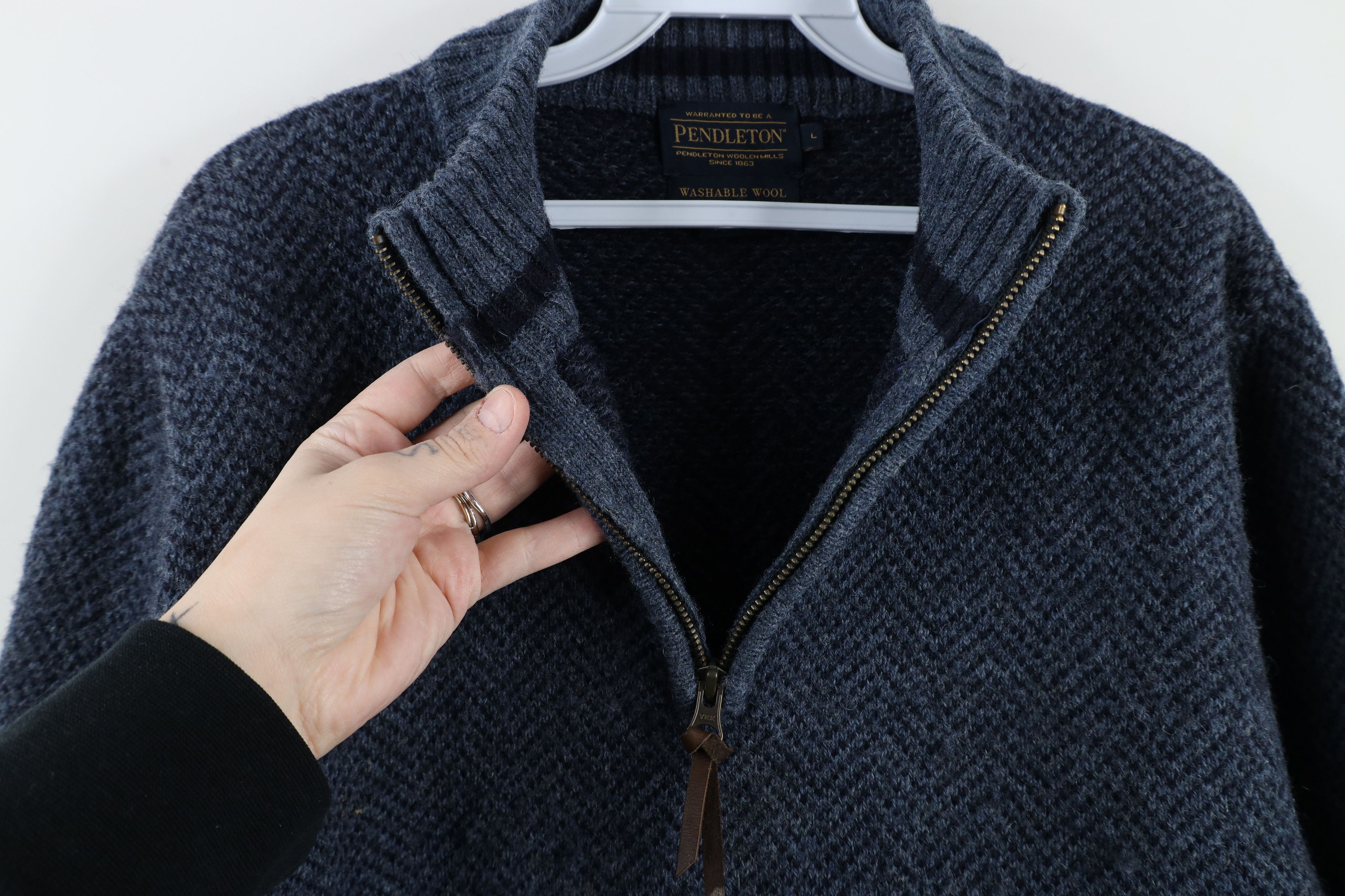 Pendleton Vintage Pendleton Washable Wool Knit Half Zip Sweater Blue Size US L / EU 52-54 / 3 - 8 Thumbnail