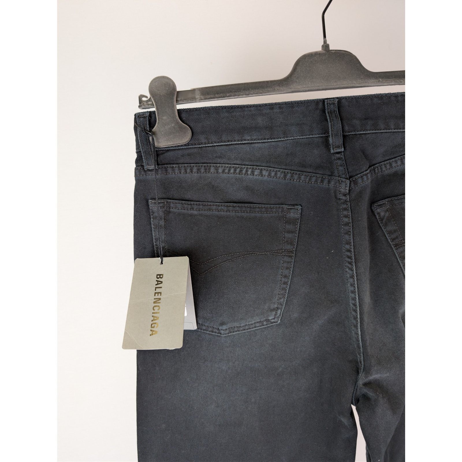 Balenciaga o1rshd1 CCRAB Soft Black Left Hand Denim Jeans Pants Size US 33 - 14 Thumbnail