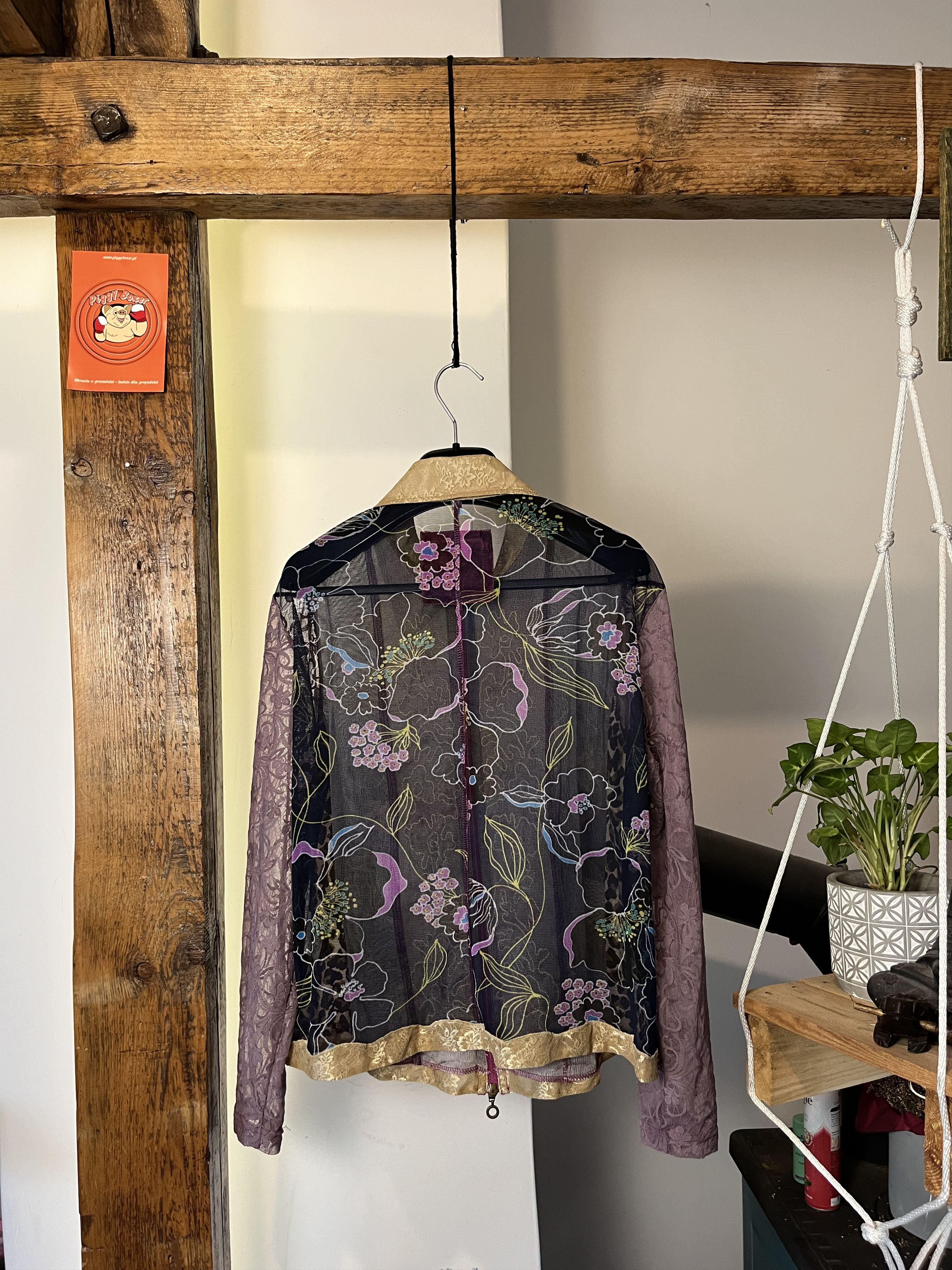 Sabotage — Avant-garde A-print Top 90s Avant Garde Mesh Zip Shirt/Jacket