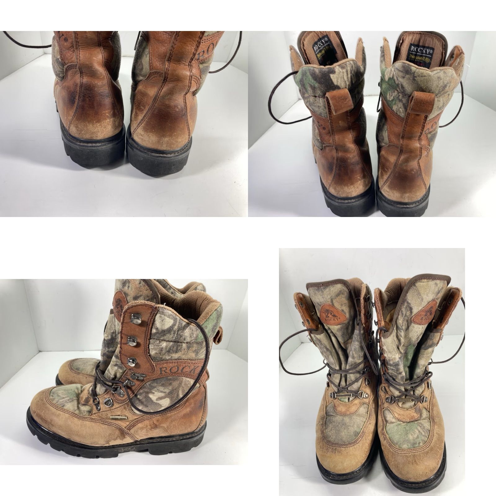 Vintage ROCKY Goretex Hunting Boots Men 10 M Brown Leather Lace Up Camouflage Leather Upper | Combat Style, Hunting Theme, Leather Outsole, US 10 Size US 10 / EU 43 - 10 Thumbnail