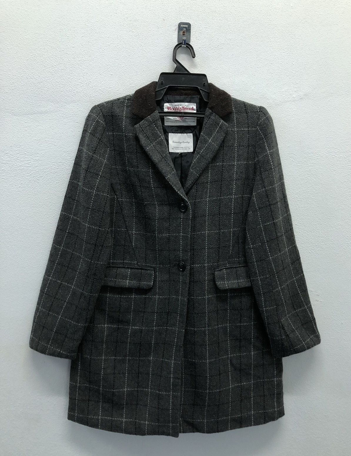 Harris Tweed Vintage Hand Hoven Harris Tweed Wool Coat Size L / US 10 / IT 46 - 1 Thumbnail