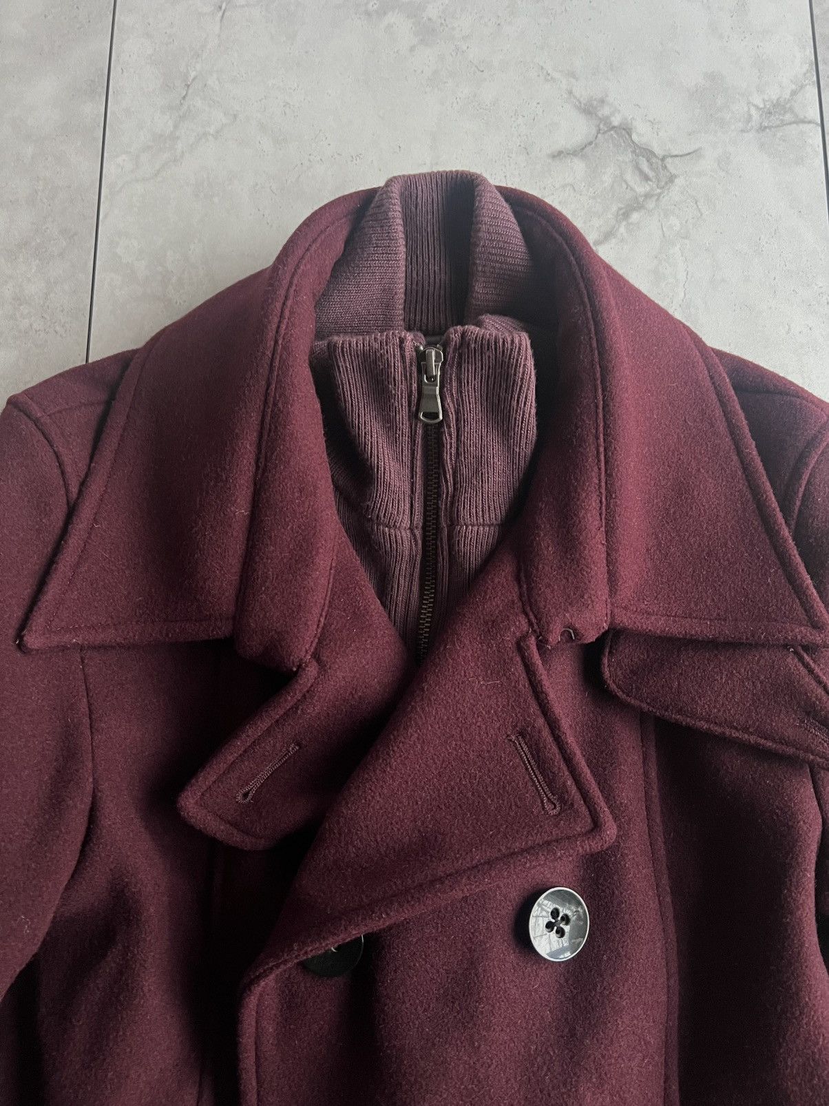 Tete Homme Tete Homme Sweater Layered Blood Red Pea Coat Size US M / EU 48-50 / 2 - 2 Thumbnail