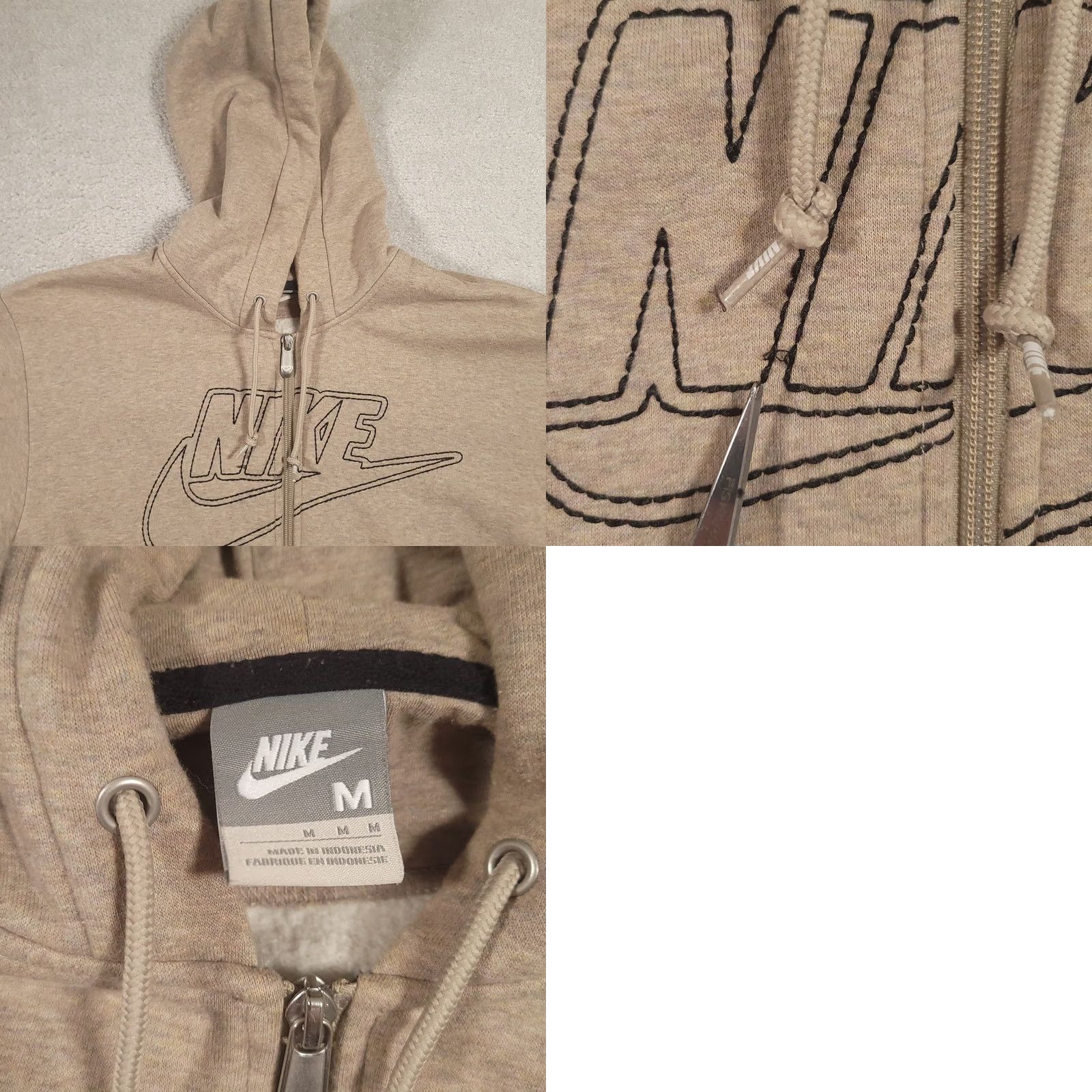 Nike Nike Beige Fleece Full Zip Hoodie Logo Hooded Pockets Long Sleeve Mens Medium Size US M / EU 48-50 / 2 - 8 Thumbnail