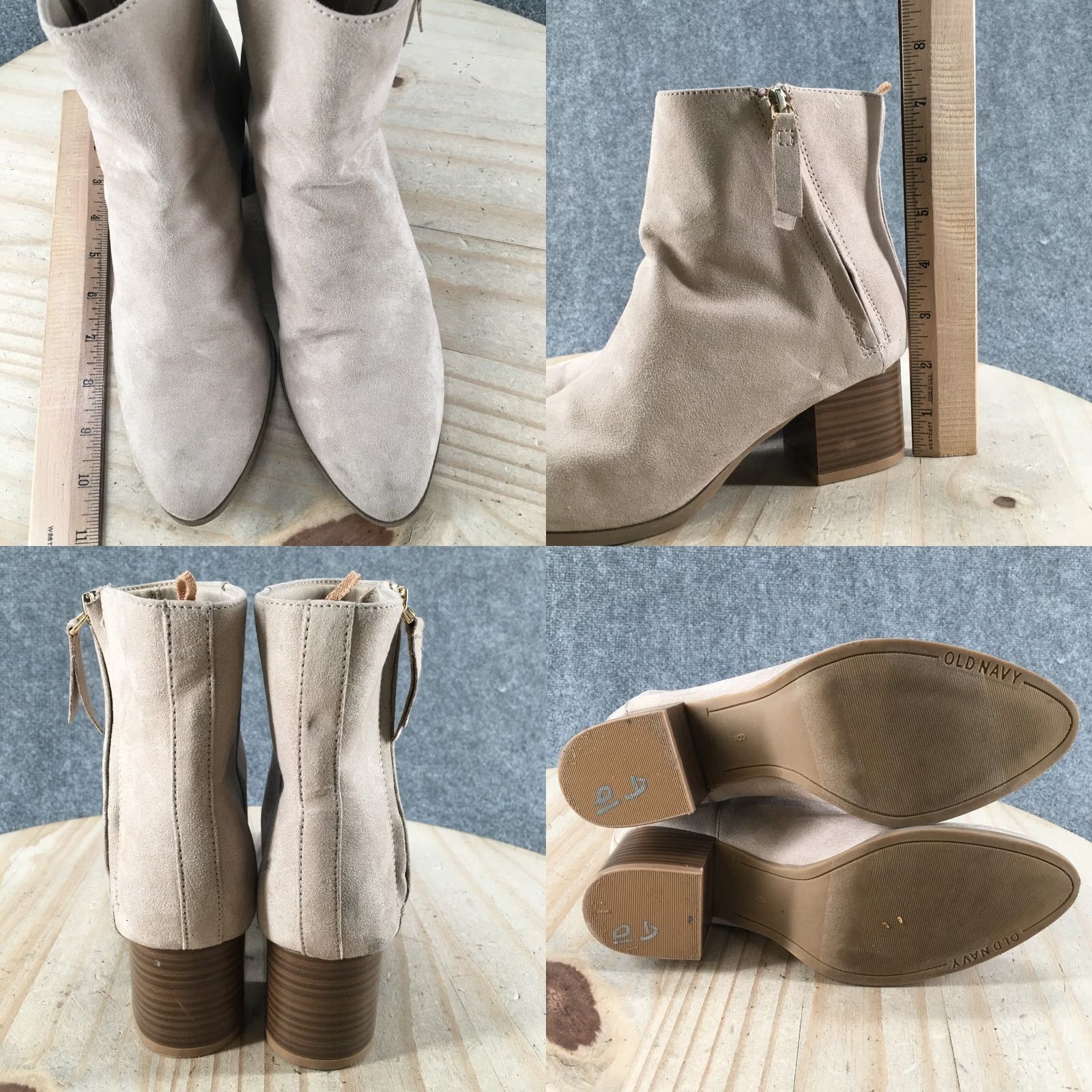 Old Navy Old Navy Boots Womens 6 Beige Ankle Bootie Block Heels Side Zip Suede Casual Size US 6 / IT 36 - 8 Thumbnail