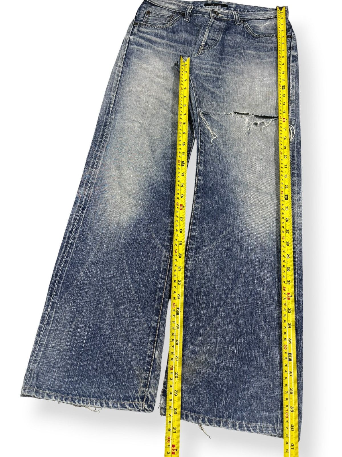 Junya Watanabe Vintage Johnbull Selvedge Whisker Loose Fit Distressed Jeans Size US 31 - 14 Thumbnail