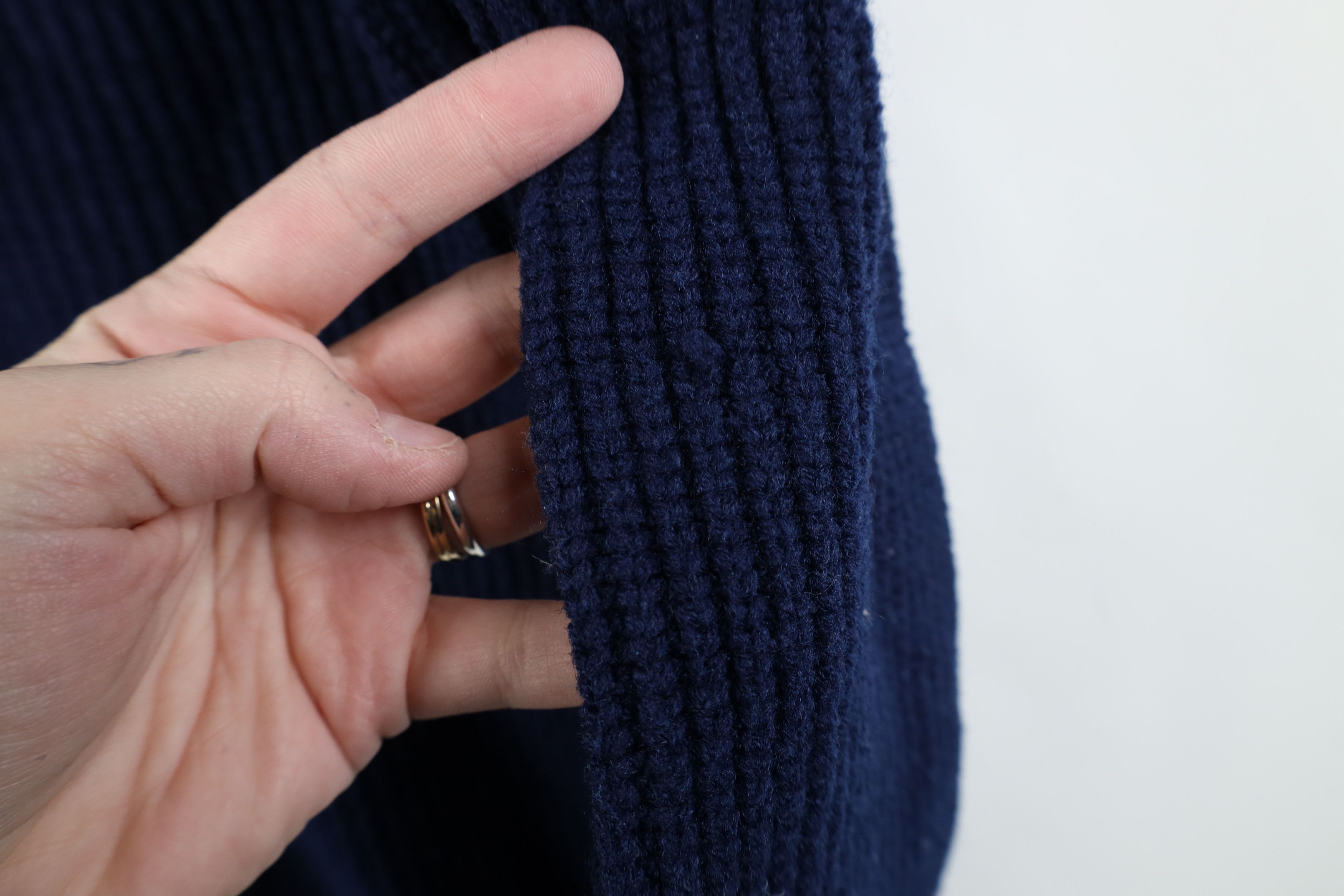 Vintage Vintage 70s Streetwear Ribbed Knit Shawl Sweater Blue Size S / US 4 / IT 40 - 7 Thumbnail
