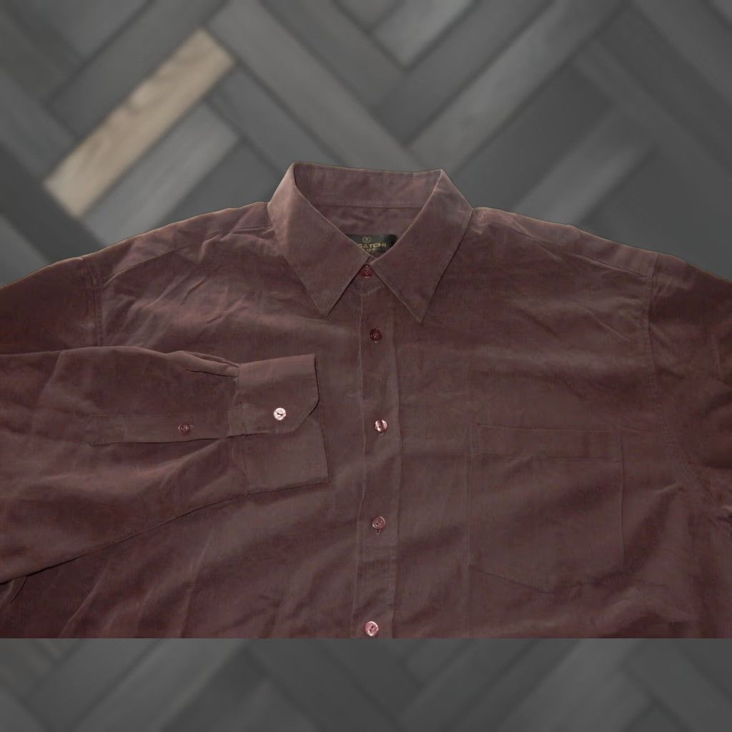 BUGATCHI VINTAGE Bugatchi Uomo Men's Shirt Long Sleeve Button-Up XXL Purple Solid 90s Mens Size US XXL / EU 58 / 5 - 1 Thumbnail