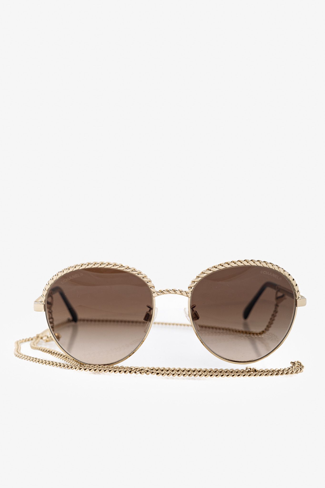 Chanel Chanel Pantos Gold-Tone & Black Metal-Chain Sunglasses Size ONE SIZE - 2 Thumbnail
