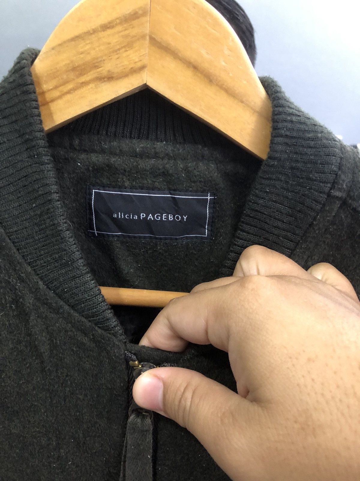 Japanese Brand Alicia Pageboy Wool MA-1 Bomber Jacket Olive Japan Size S / US 4 / IT 40 - 6 Thumbnail
