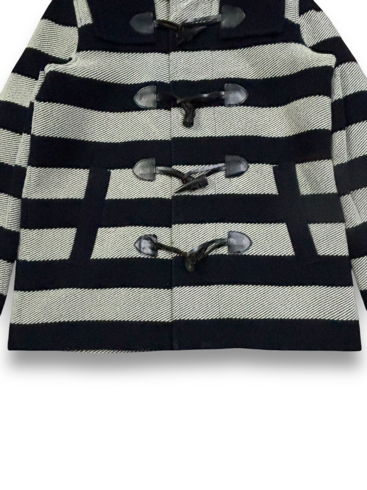 X-Girl X-Girl Navy & Grey Striped Wool Blend Hooded Duffle Jacket Size M / US 6-8 / IT 42-44 - 10 Thumbnail