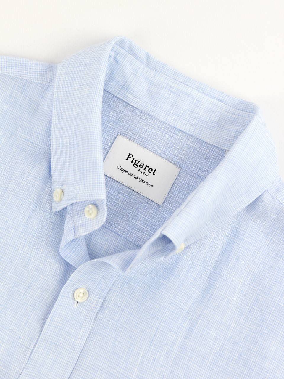 Figaret FIGARET Linen shirt with small check pattern Size US L / EU 52-54 / 3 - 7 Thumbnail