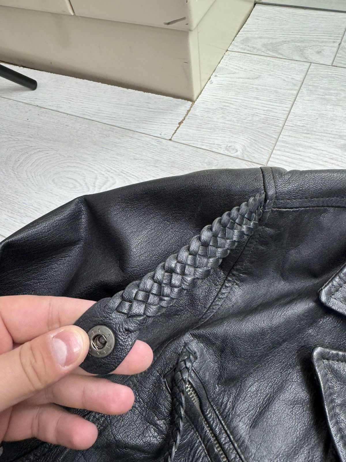Genuine Leather × Vintage Vintage 80s Leather Gold Real Leather Motorcycle Jacket 44 Size US M / EU 48-50 / 2 - 6 Thumbnail