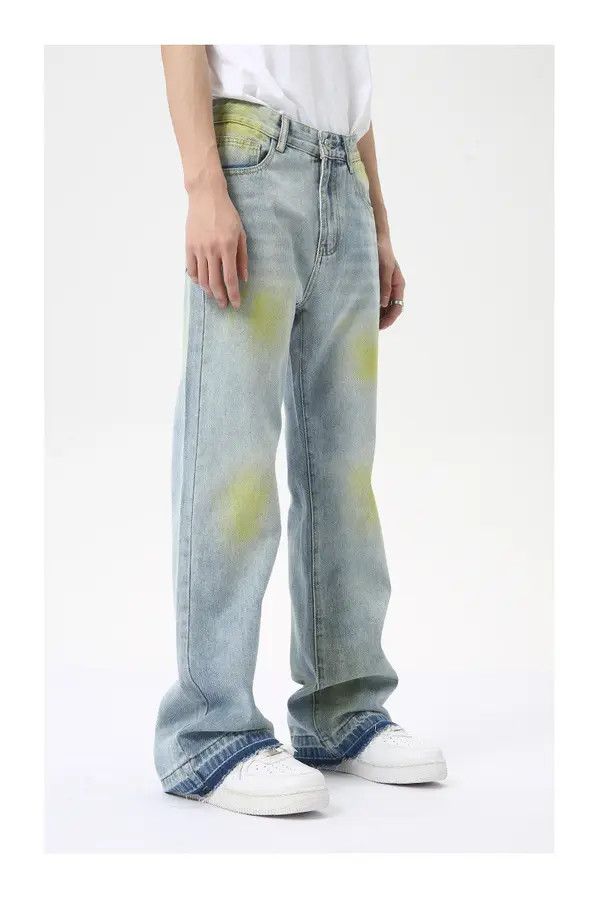 Jean Hip-hop street painting contrast color flared washed jeans Size US 32 / EU 48 - 5 Thumbnail