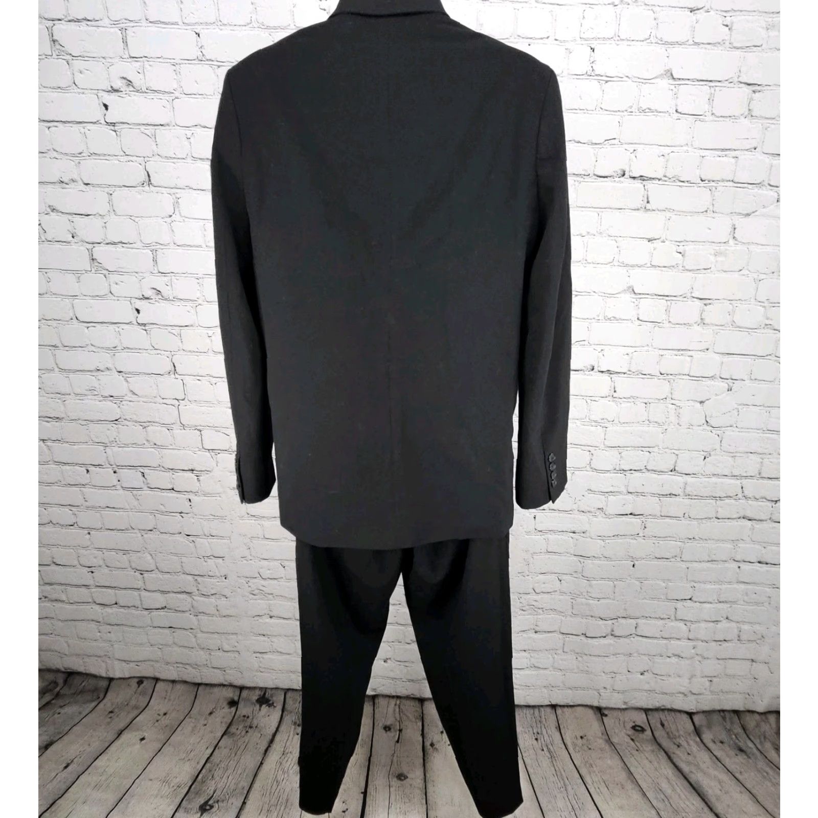 Calvin Klein Calvin Klein Black Full Pant Suit Set 2 Piece 2 Button Notch Blazer 20 Size 42" / US 20 - 2 Thumbnail