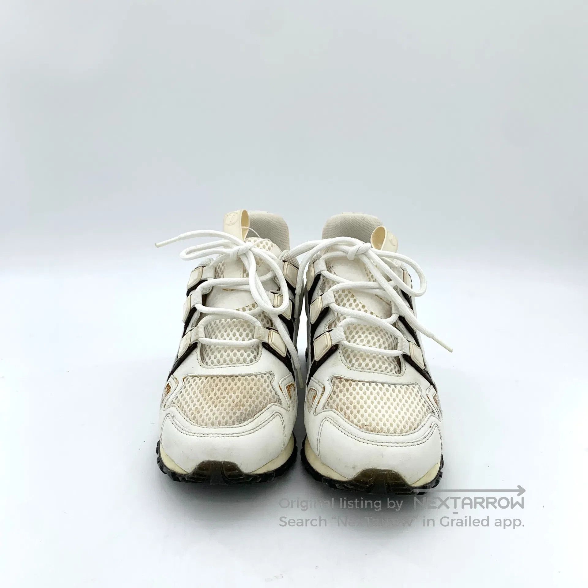 Louis Vuitton Louis Vuitton White net lace-up casual flat sneakers| Size US 4.5 / IT 34.5 - 3 Thumbnail
