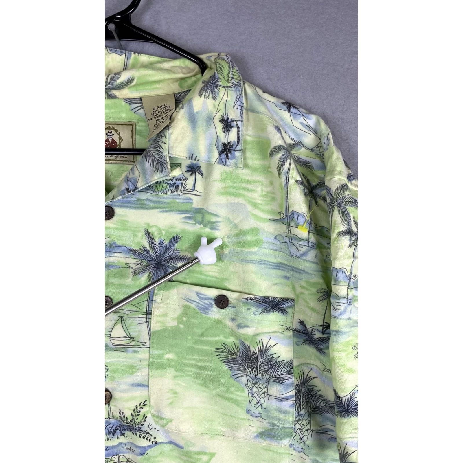 Vintage Joe Marlin Mens XL Green Tropical Hawaiian Short Sleeve Button Shirt Size US XL / EU 56 / 4 - 3 Thumbnail