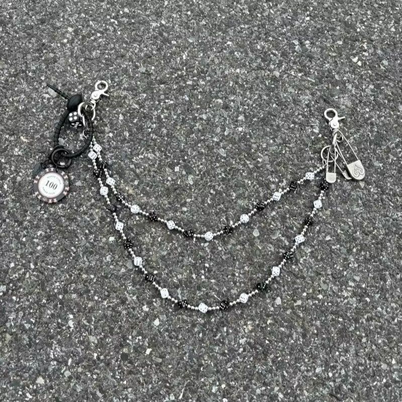 Japanese Brand Black White lucky Dice Baccarat Pearl Pants Chain Size ONE SIZE - 8 Thumbnail