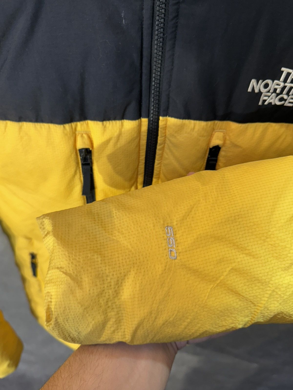 The North Face × Vintage Vintage The North Face Nuptse Jacket 550 Series Yellow Size US S / EU 44-46 / 1 - 4 Thumbnail