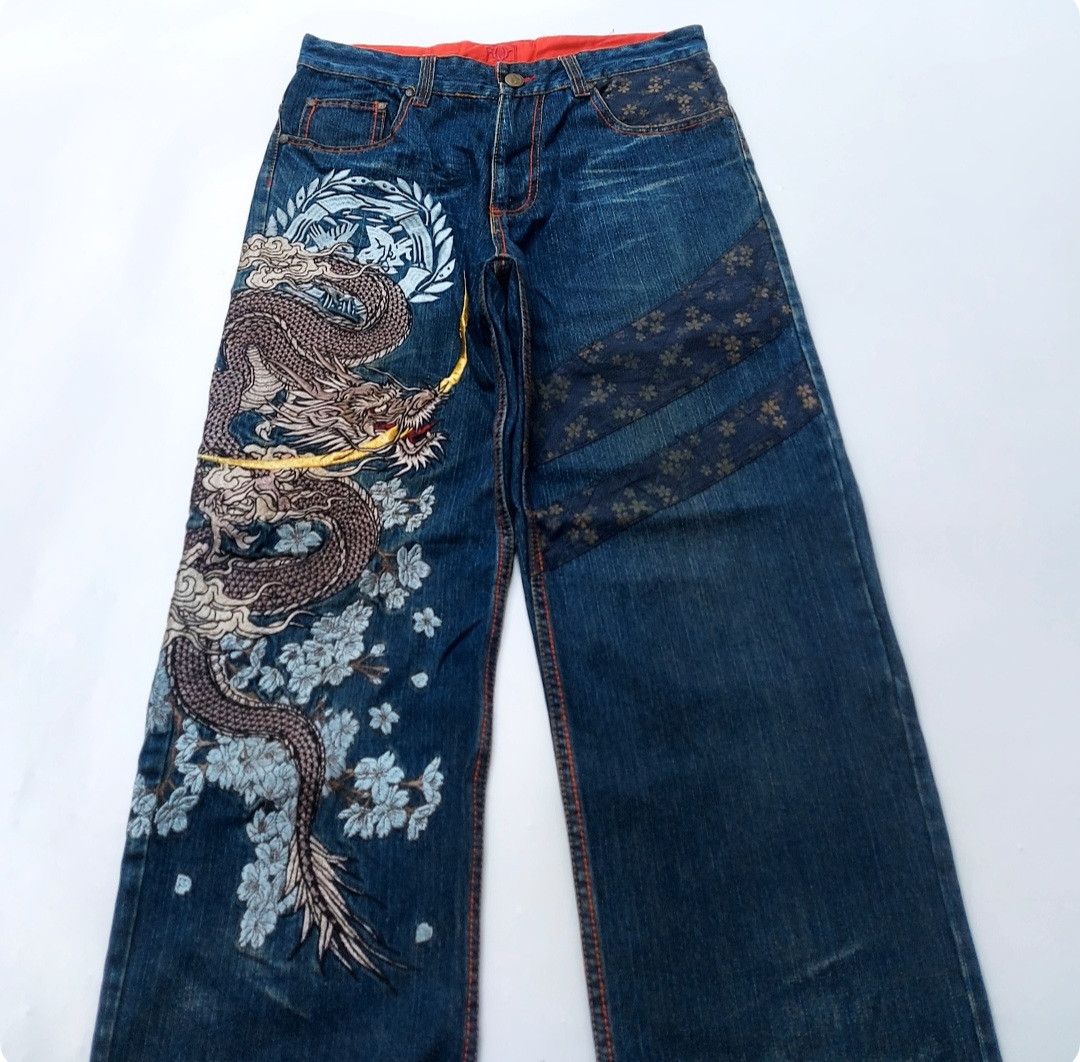 Designer × Japanese Brand Vintage Karakuri Tamashi Dragon Ryu Tatto Art Size US 32 / EU 48 - 4 Thumbnail