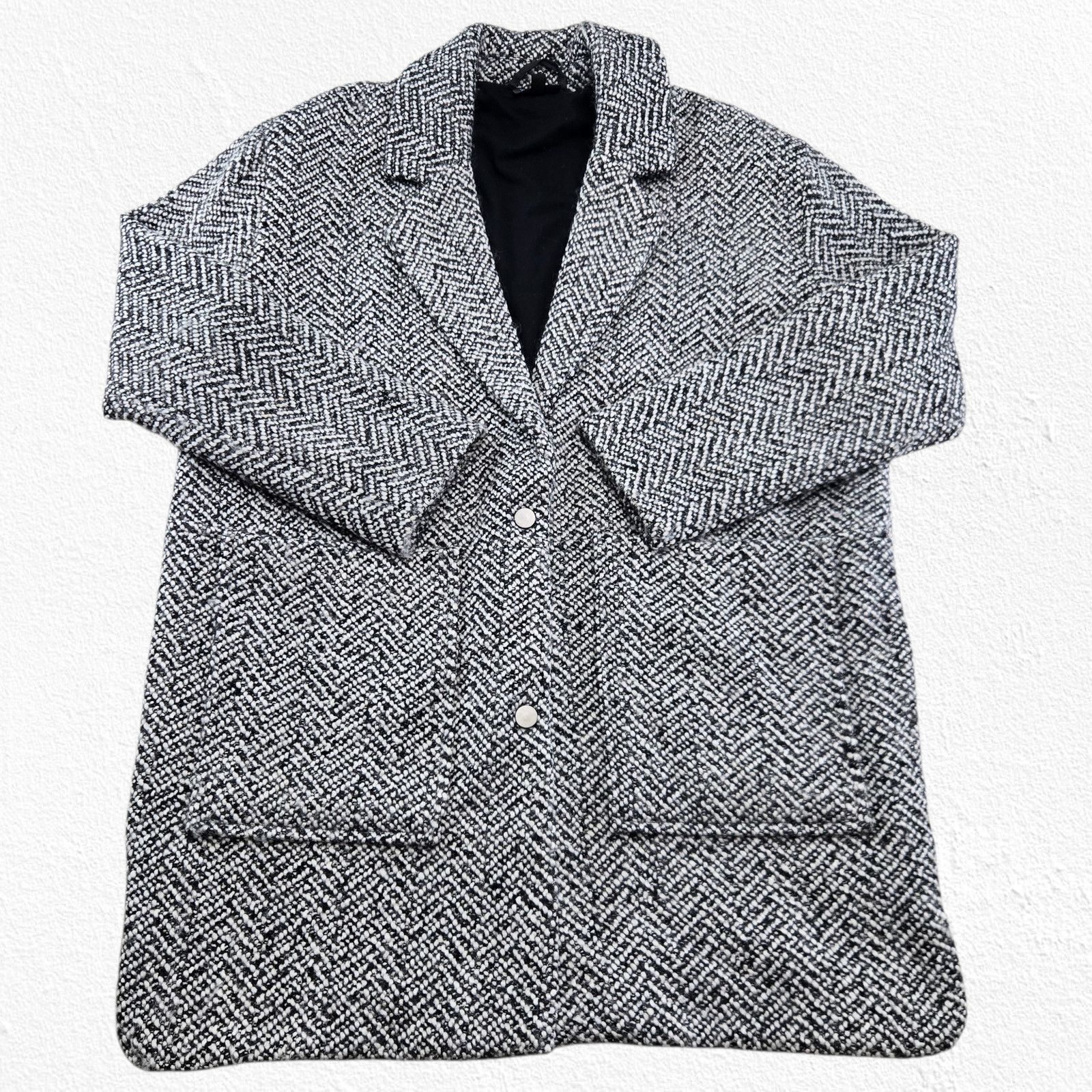 Topshop Topshop Oversized Herringbone Wool Blend Coat Size 10 Size L / US 10 / IT 46 - 2 Thumbnail