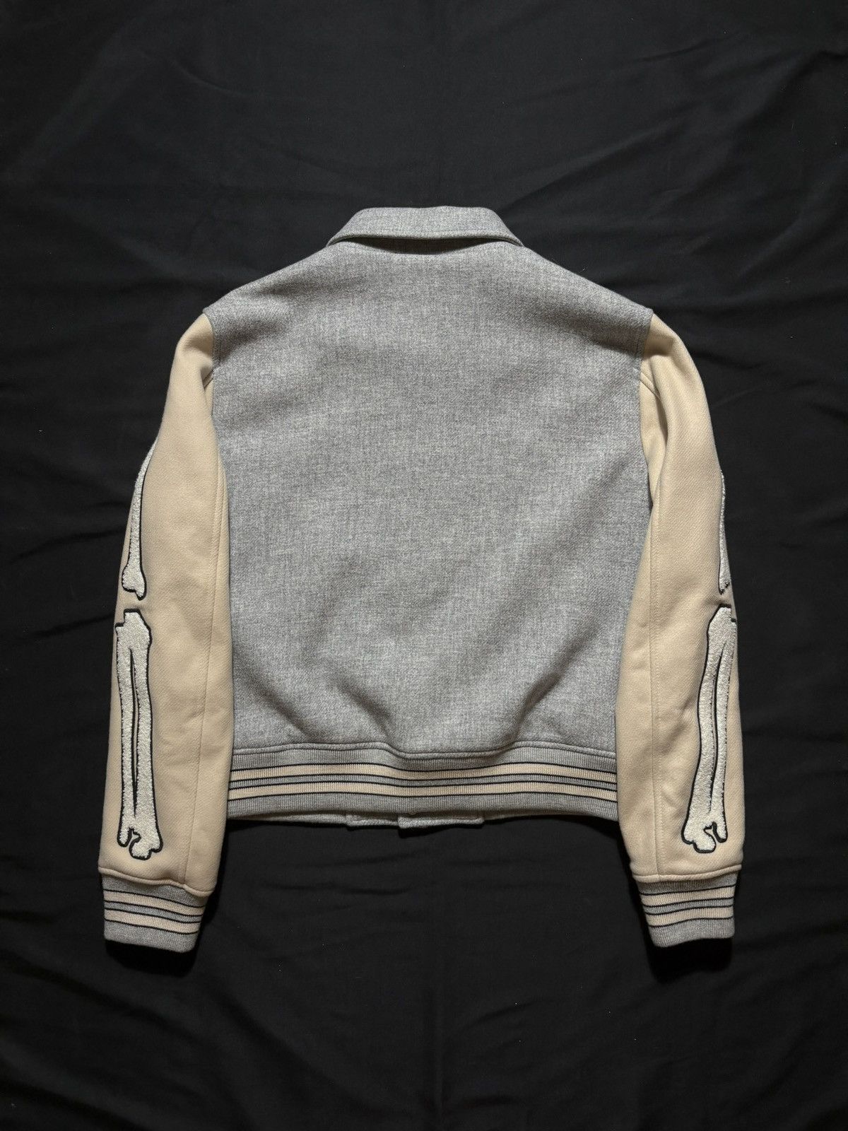 Amiri Amiri Gray/Beige Bones Varsity Jacket - Large Size US L / EU 52-54 / 3 - 4 Thumbnail