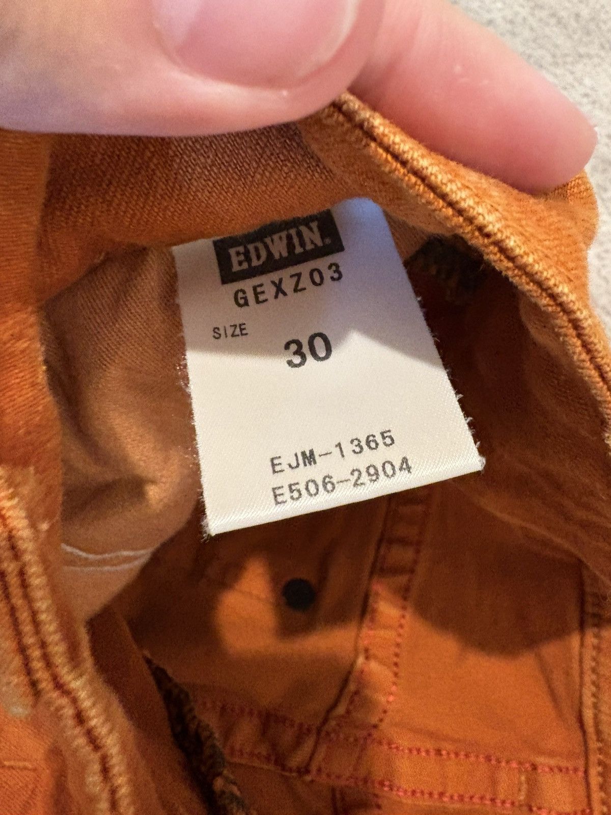 Edwin Edwin XV Special Made in Japan RARE Orange Vintage 30” Size US 30 / EU 46 - 3 Thumbnail