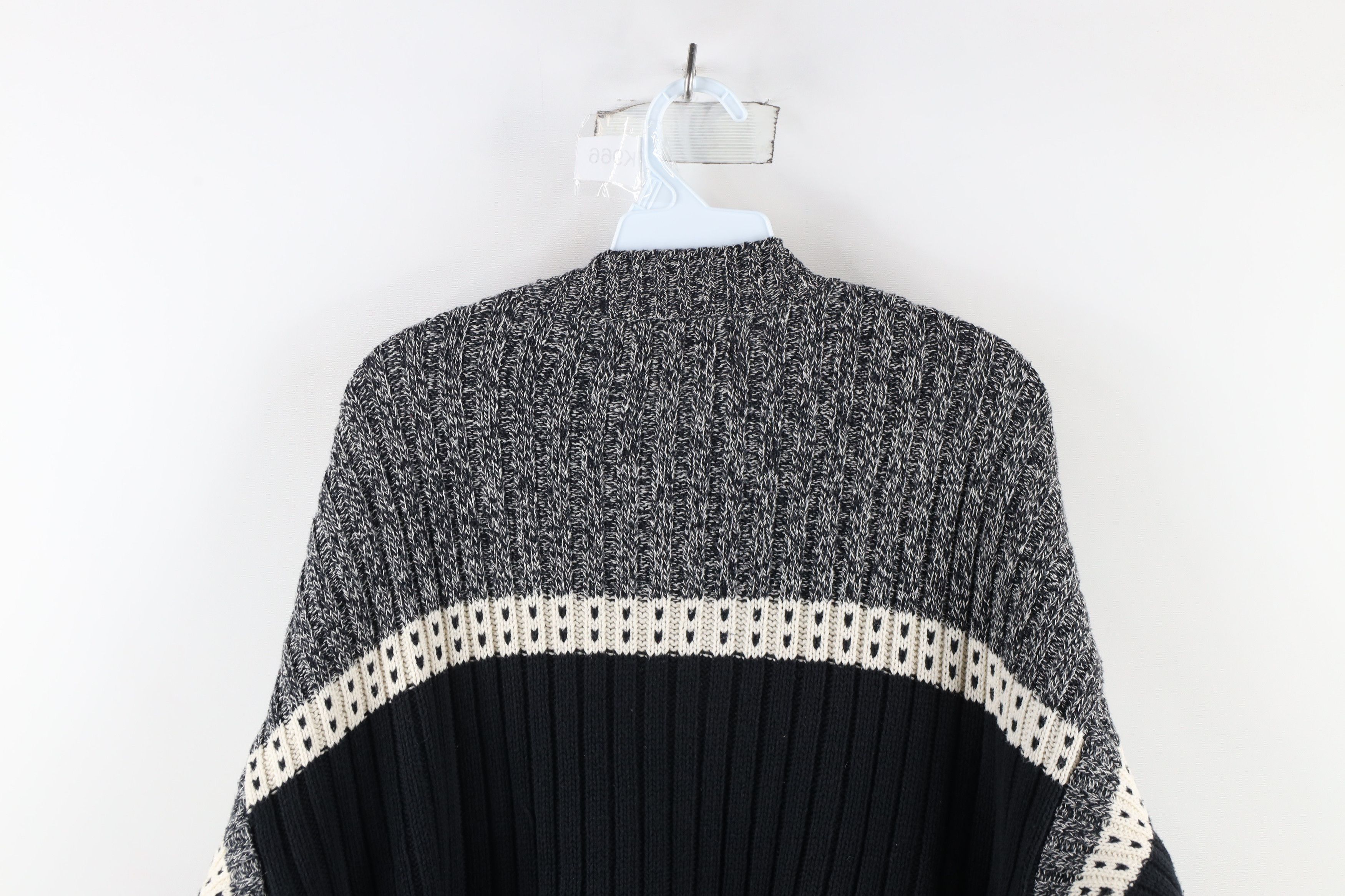 Vintage Vintage 90s Streetwear Block Chunky Ribbed Knit Dad Sweater Size US L / EU 52-54 / 3 - 7 Thumbnail