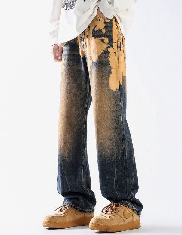 Vintage Men's loose tie-dye distressed high street baggy jeans Size US 32 / EU 48 - 2 Thumbnail