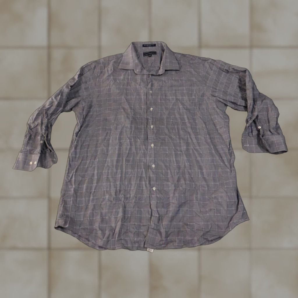 Vintage Paul Fredrick Shirt Mens 18-33 Gray Plaid Long Sleeve Classic Fit Cotton Dress Shirt Size 48R - 1 Thumbnail