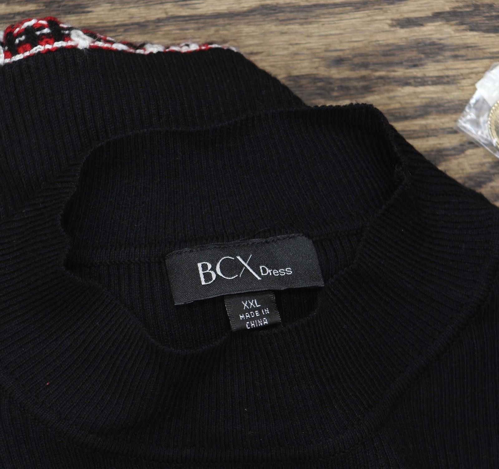 Other Nwt Bcx Tweed-skirt Long Sleeve Dress Black / Red Multi 2xl Size XXL / US 16-18 / IT 52-54 - 4 Thumbnail