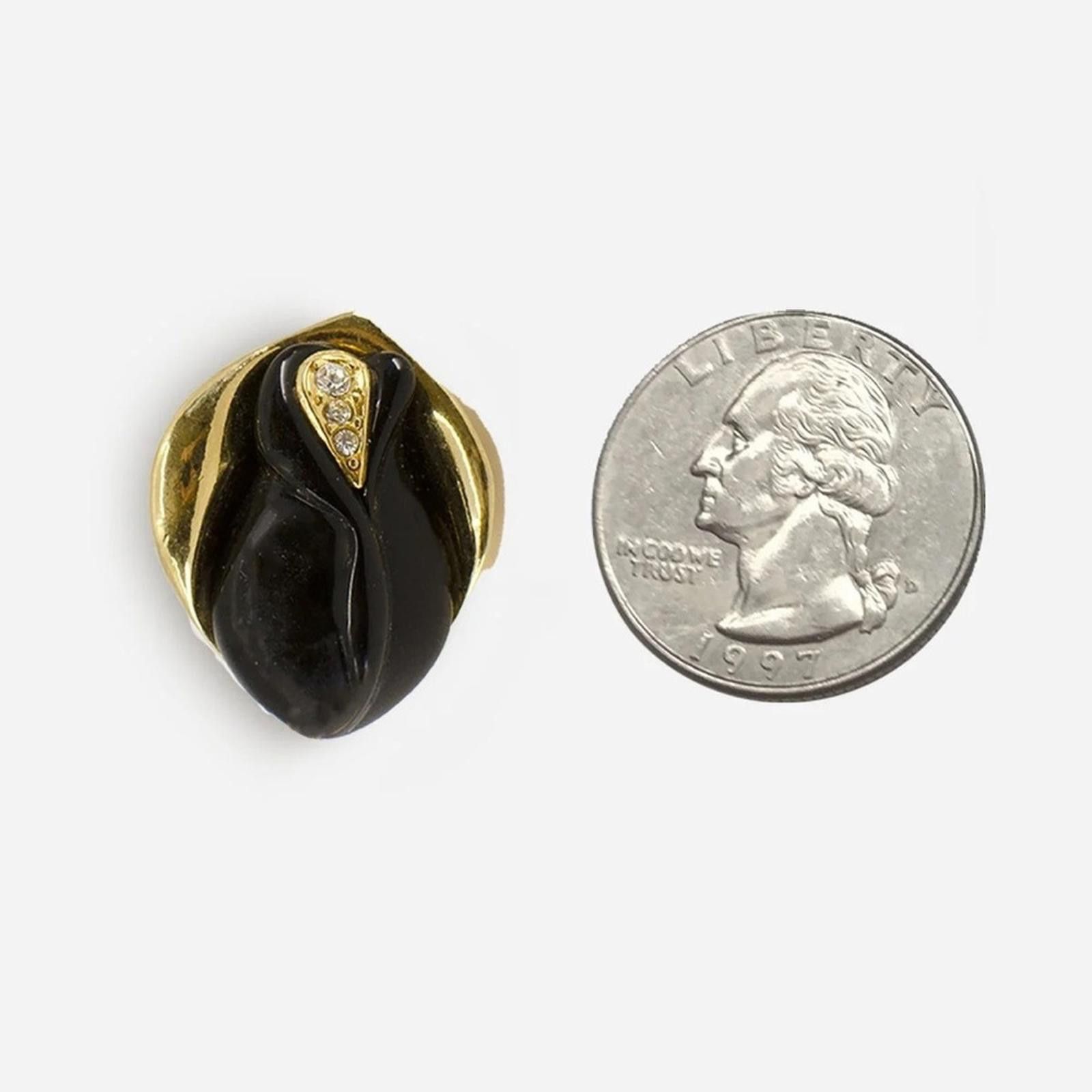 Other Vintage 1980's KJL for AVON Black Midnight Rose Earrings Size ONE SIZE - 4 Thumbnail