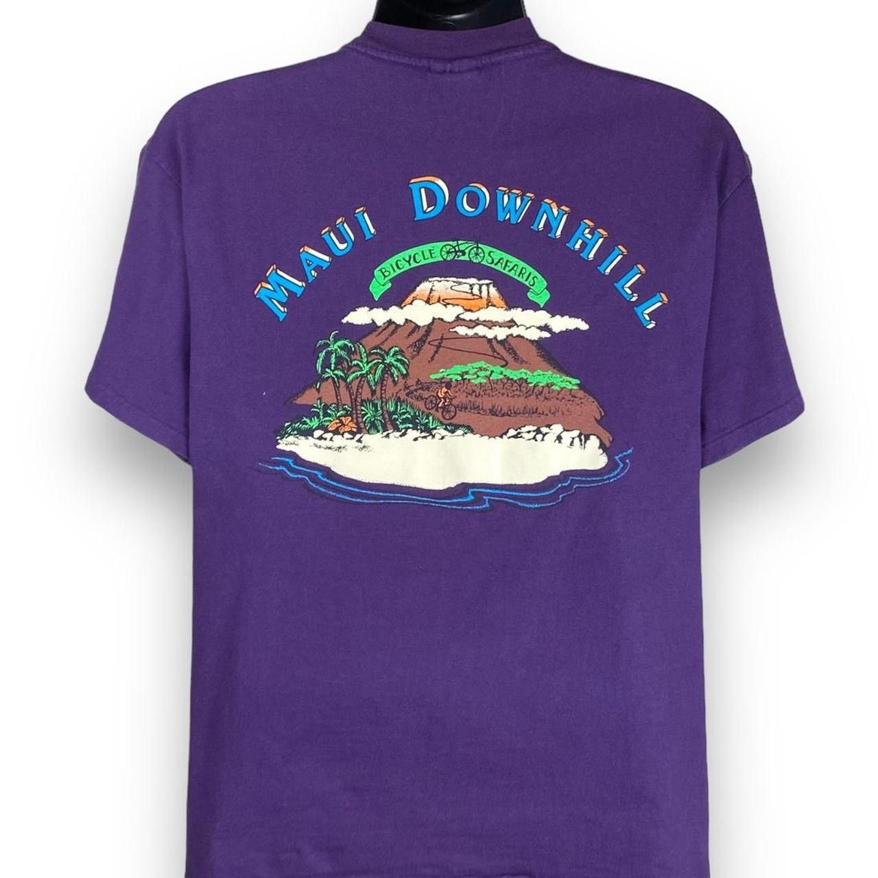 Hanes × Vintage Vintage 90s Hanes Maui Downhill Bicycle Safari Tshirt Size US L / EU 52-54 / 3 - 1 Thumbnail