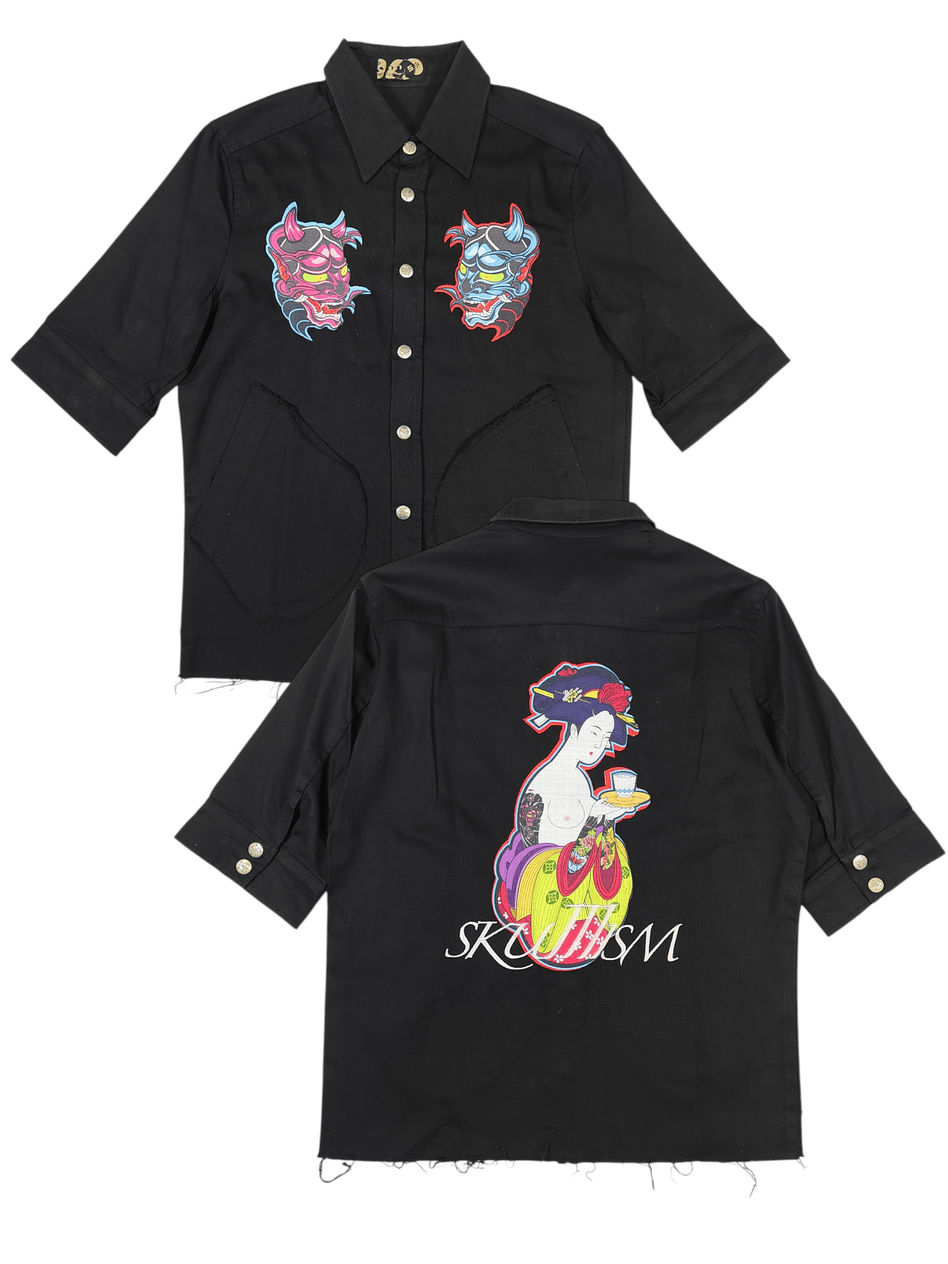 Seditionaries 00s Skullism Archive Japanese Geisha Oni Pacth Cropped Shirt Size US M / EU 48-50 / 2 - 1 Thumbnail