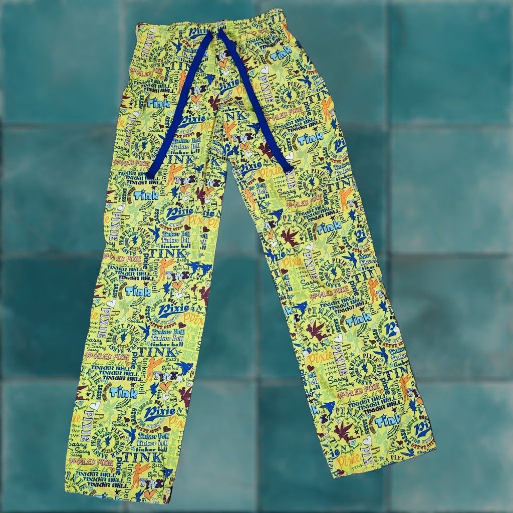 Disney VINTAGE? No — Disney World Disneyland Resort Women's XS Tinkerbell Cotton Pajama Pants Size 26" / US 2 / IT 38 - 1 Thumbnail