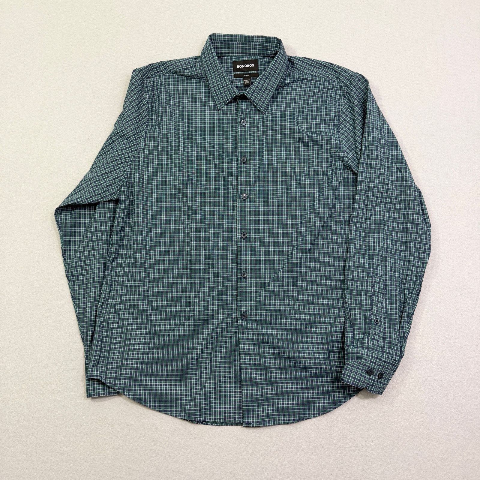 Bonobos Bonobos Slim Fit Button Shirt Men's 2XL Green Blue Plaid Size US XXL / EU 58 / 5 - 1 Thumbnail
