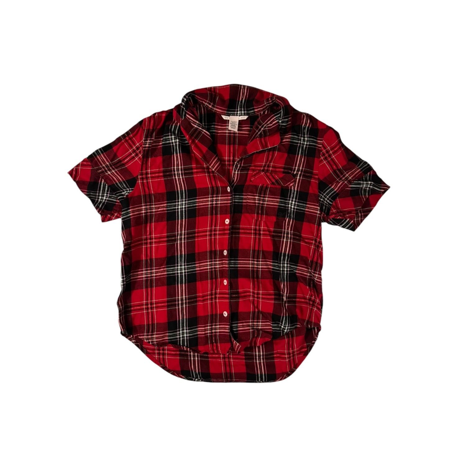 Victoria's Secret Victoria’s Secret Red/Black/White Plaid Shirt – XS Button-Up Size XS / US 0-2 / IT 36-38 - 1 Thumbnail