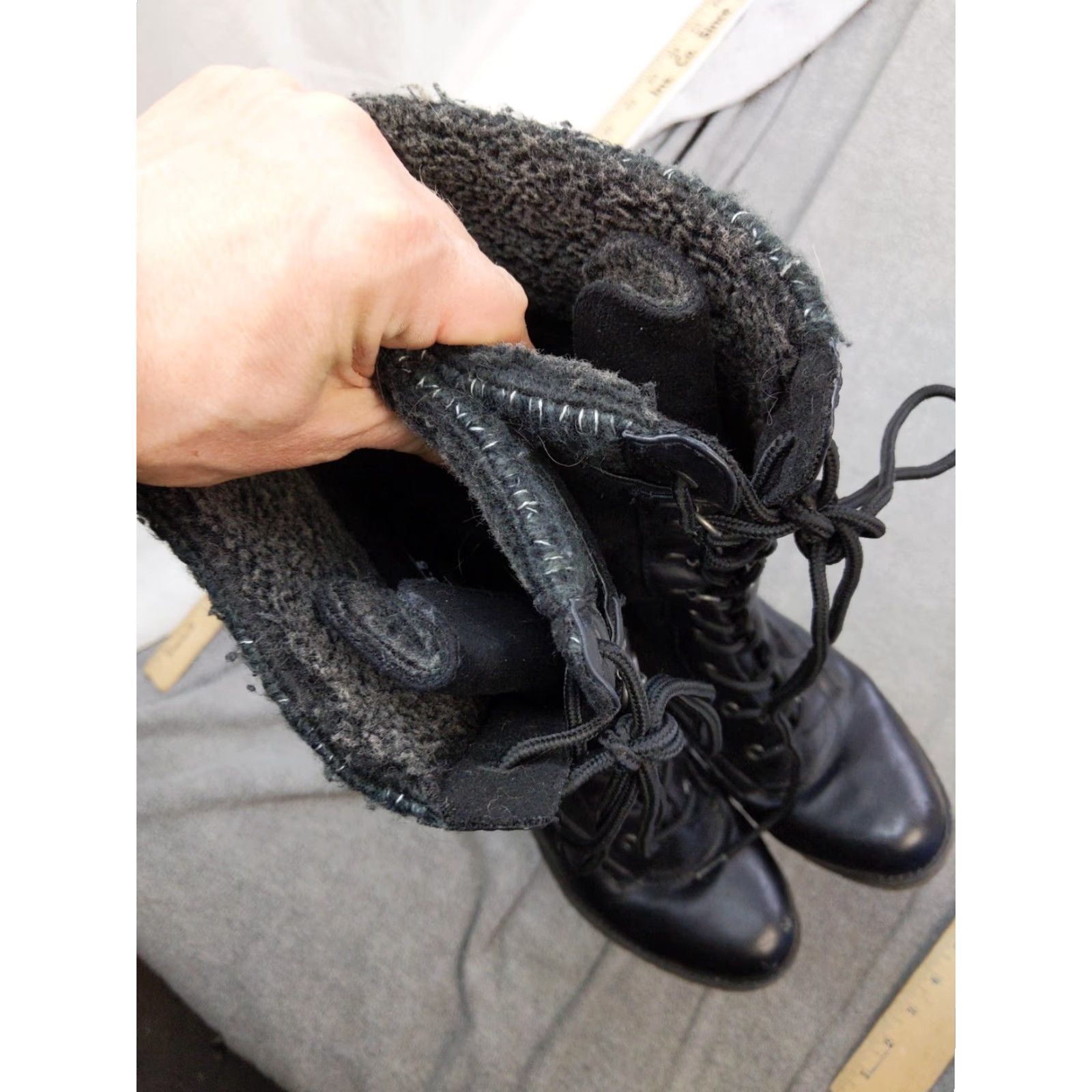 Vintage Report Mickey Boots Womens Size 6.5 Black Synthetic Mid Calf Combat Zip Lace Up Size US 7 / IT 37 - 4 Thumbnail
