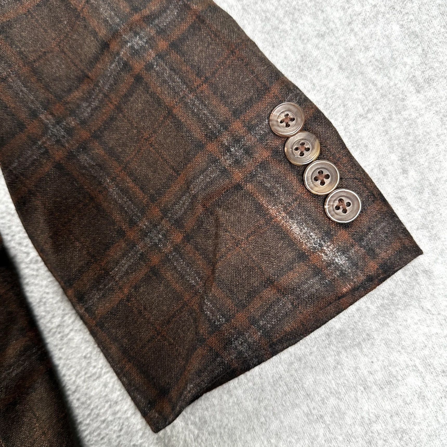 Cremieux Cremieux Blazer Sport Coat Mens 46L Brown Plaid Wool Loro Piana Canada Size 46R - 4 Thumbnail