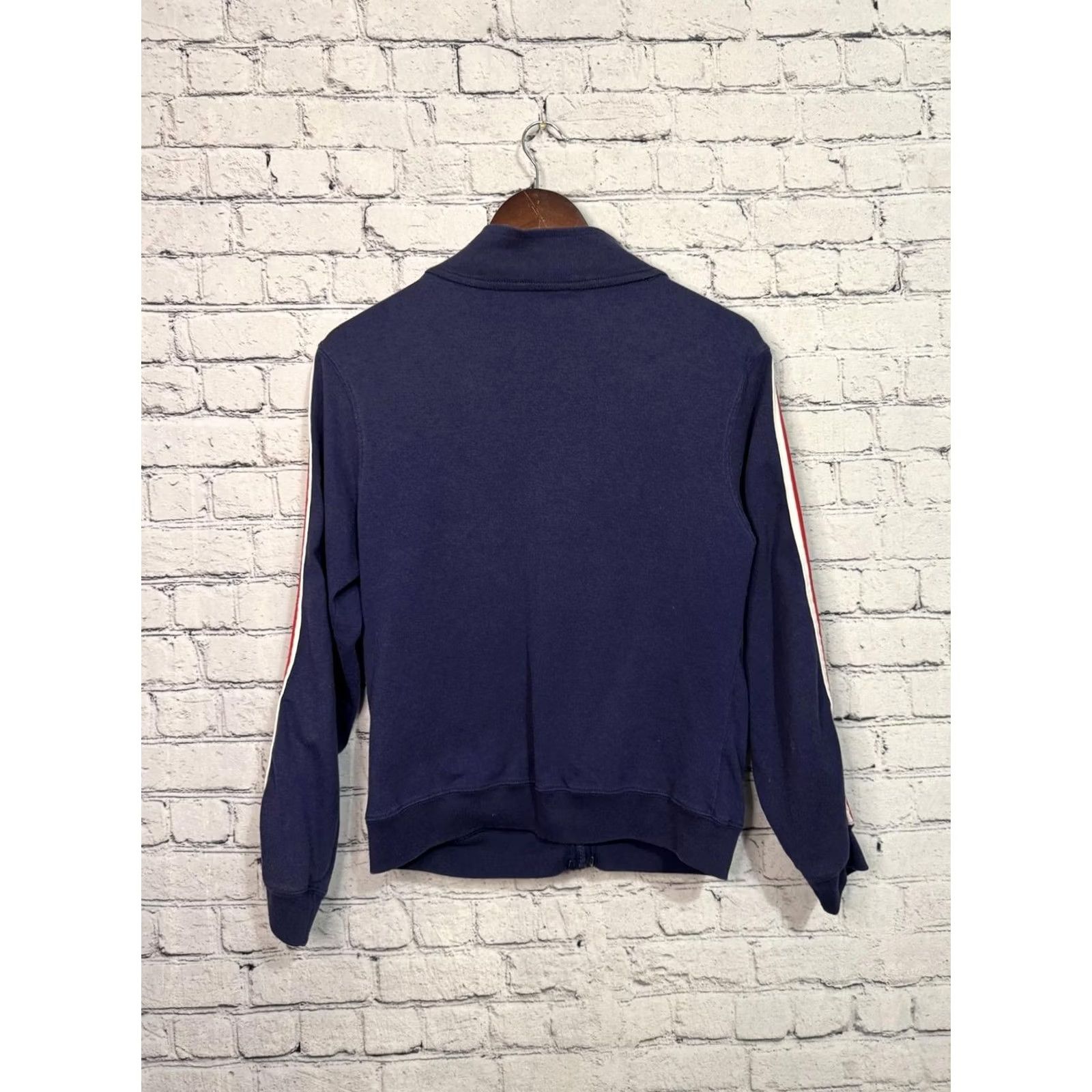 Vintage Coca-Cola Women’s Navy Blue Track Jacket with Red and White Stripe Detail Hoodie Zip Front Womens L Size L / US 10 / IT 46 - 4 Thumbnail
