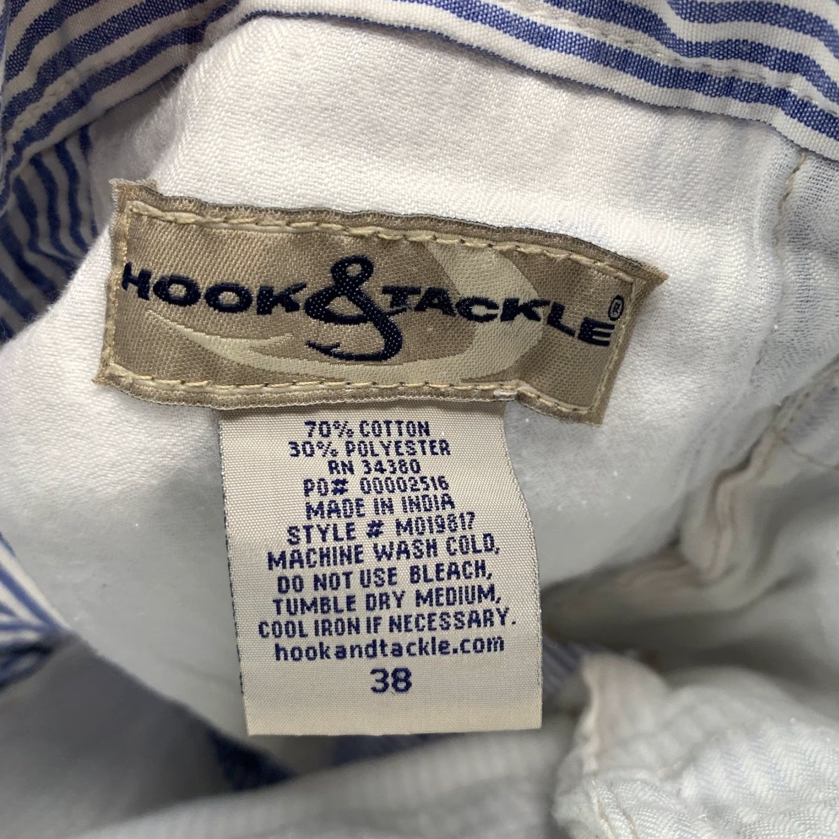 Vintage Hook & Tackle Shorts Mens 38 Blue Striped Bermuda Preppy Casual Shorts Size US 38 / EU 54 - 3 Thumbnail
