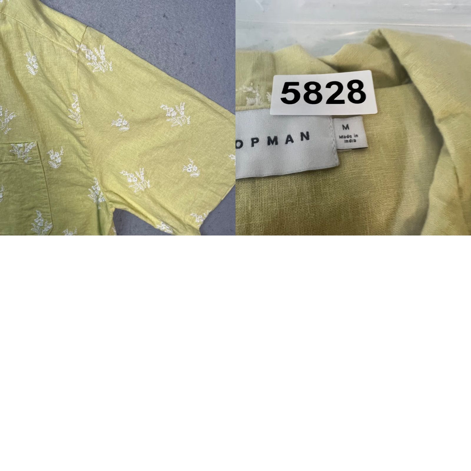 Topman Topman Womens Button-Up Shirt Yellow Floral Embroidered Short Sleeve Cotton Linen Size M Size M / US 6-8 / IT 42-44 - 8 Thumbnail