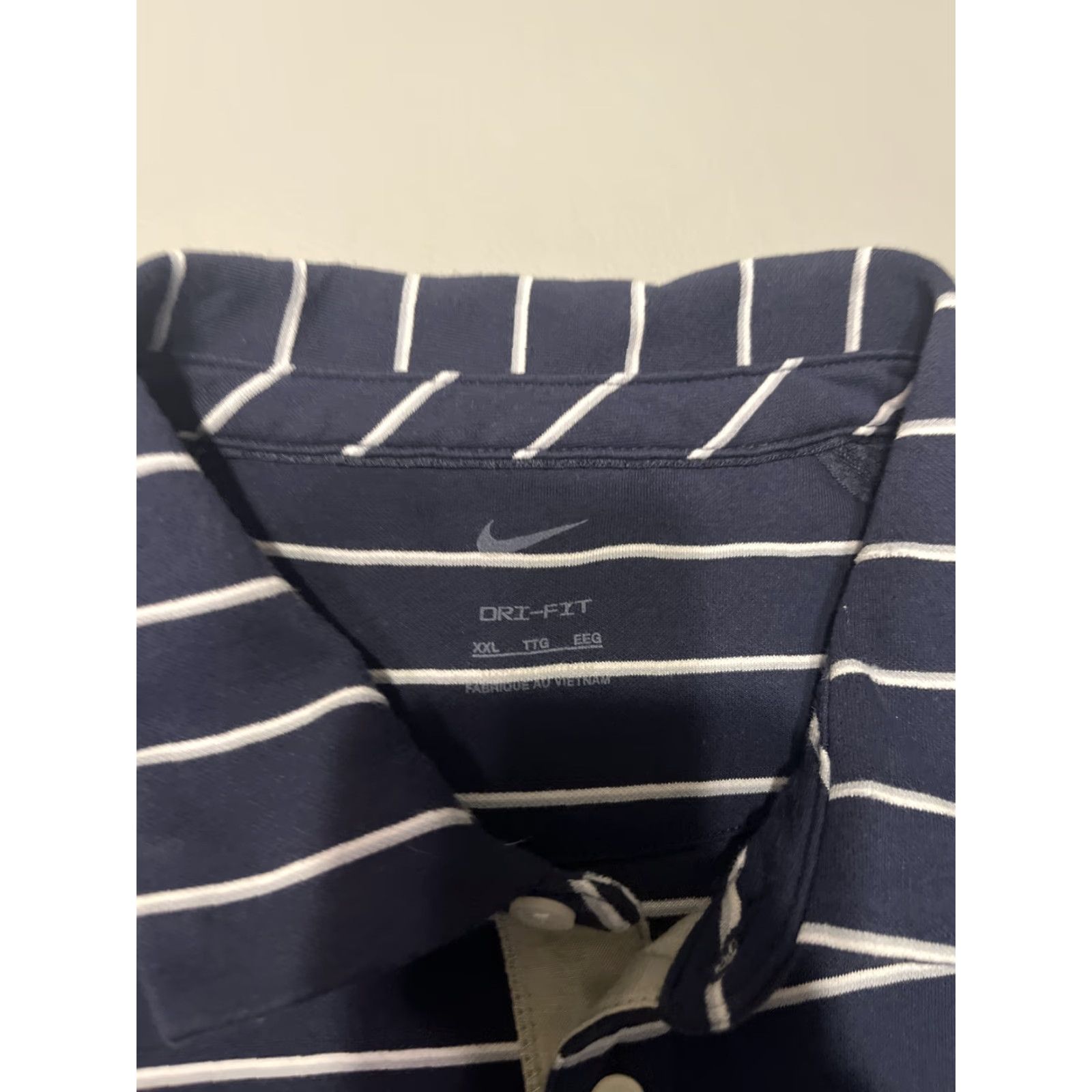 Nike Nike Polo Shirt Mens 2XL Dark Blue Dri-Fit Striped Polo Shirt Mens 2XL Blue Nike Golf Casual Short Sleeve Size US XXL / EU 58 / 5 - 3 Thumbnail