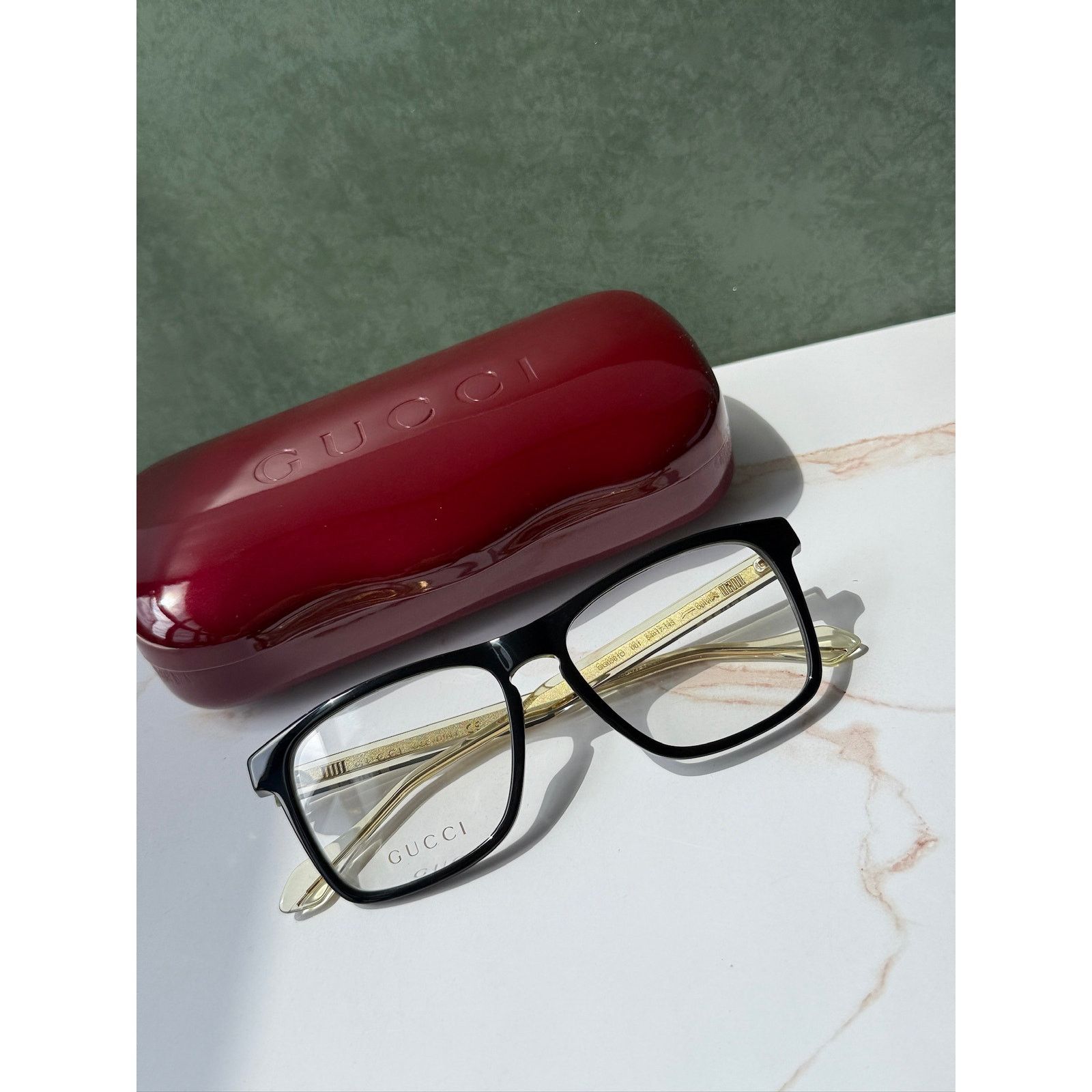 Gucci NEW Gucci GG0561ON Black Gold Logo Unisex Eyeglasses Frames Size ONE SIZE - 3 Thumbnail