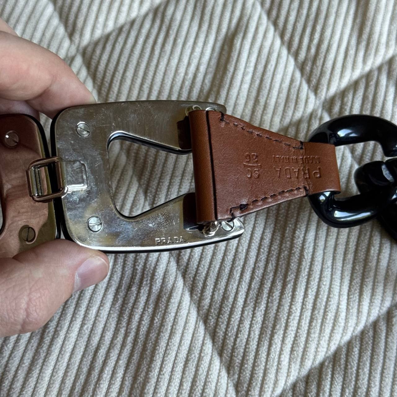 Prada Prada Black Wide Bakelite Chain Leather Belt Size ONE SIZE - 7 Thumbnail
