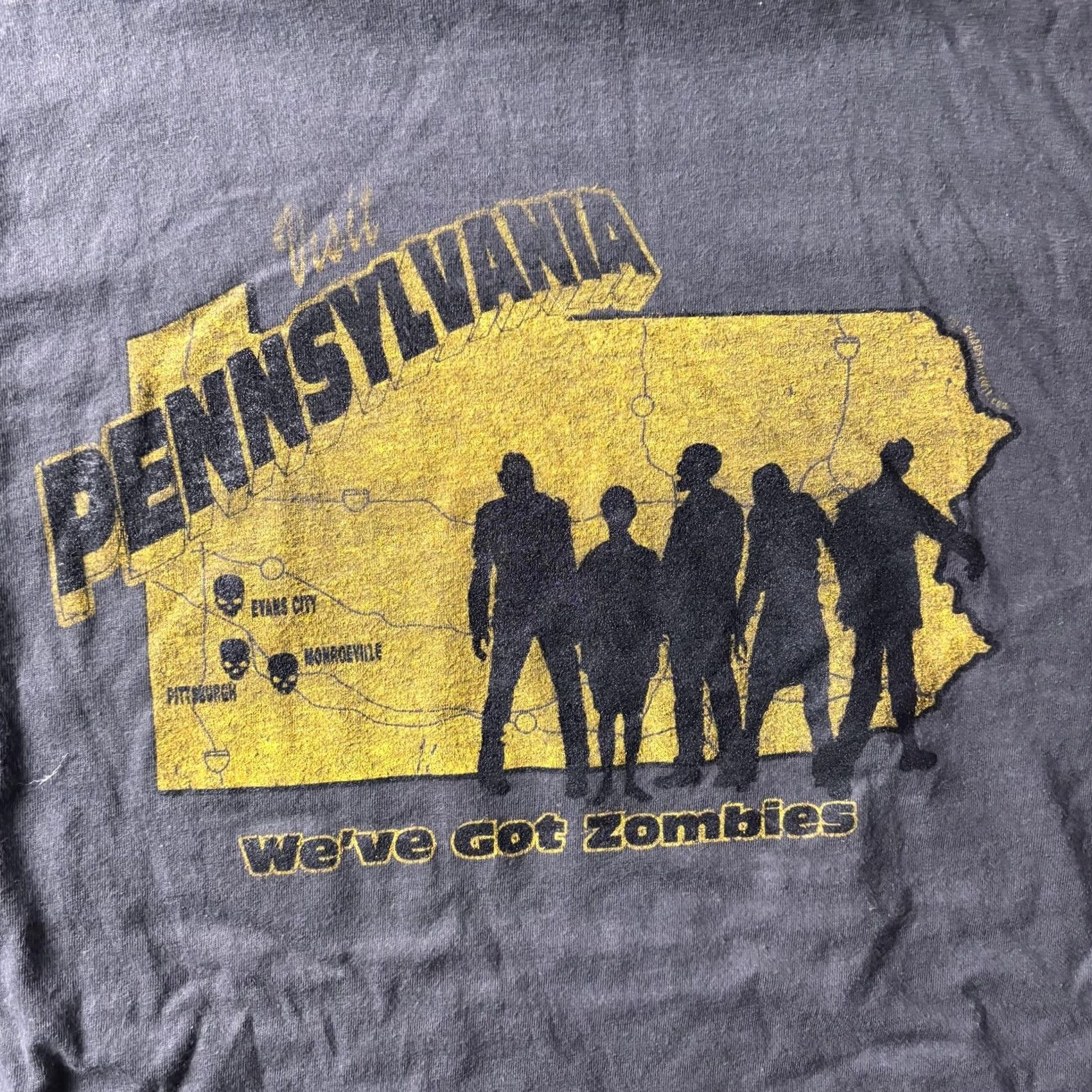 Anvil Anvil Visit Pennsylvania Shirt Mens Large Zombies Graphic Tee T-Shirt Grey Charcoal Crew Neck Short Sleeve Size US L / EU 52-54 / 3 - 2 Thumbnail