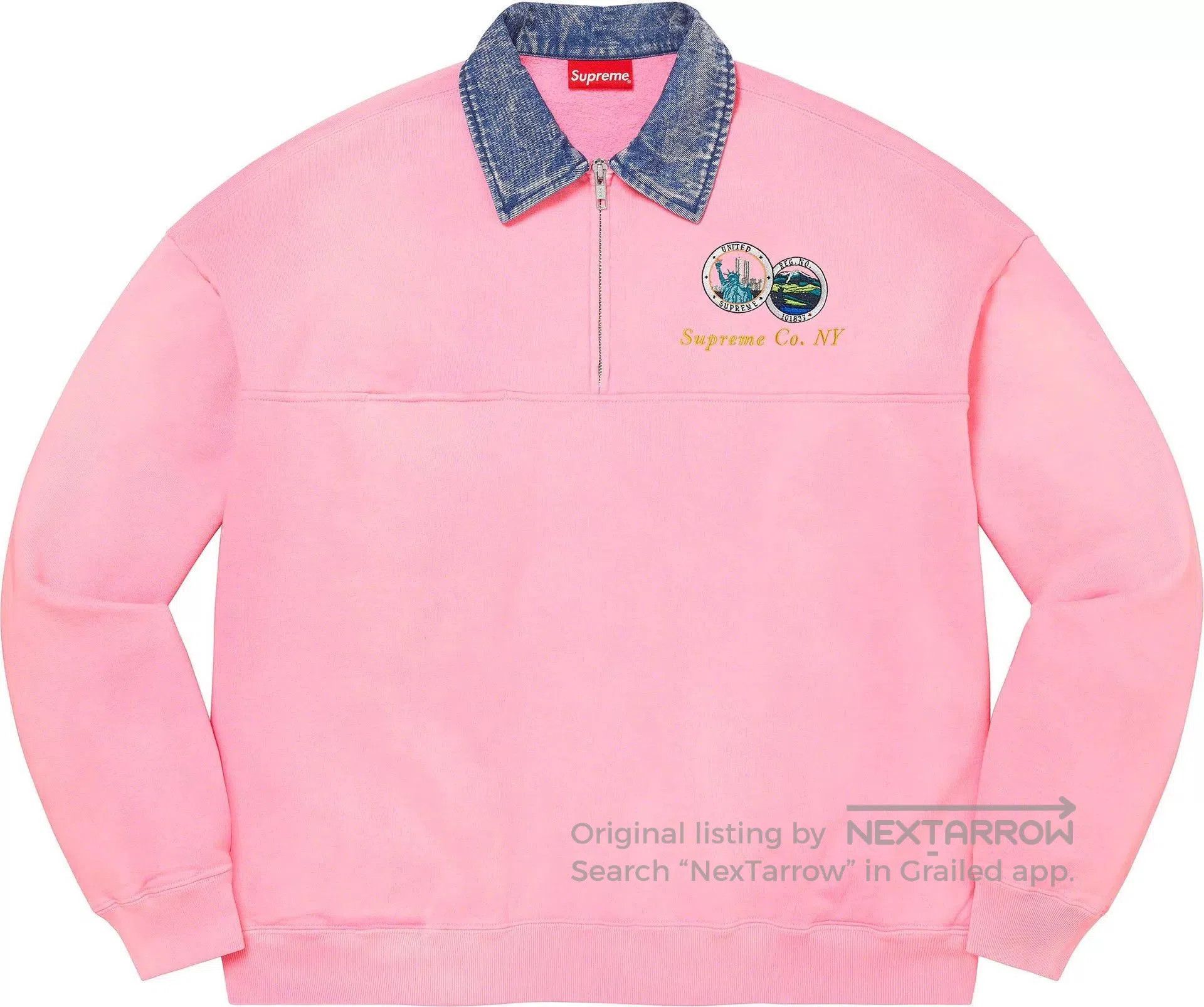SUPREMEBEING SUPREME 23ss DENIM COLLAR HALF ZIP SWEATSHIRT. Size S / US 4 / IT 40 - 2 Thumbnail
