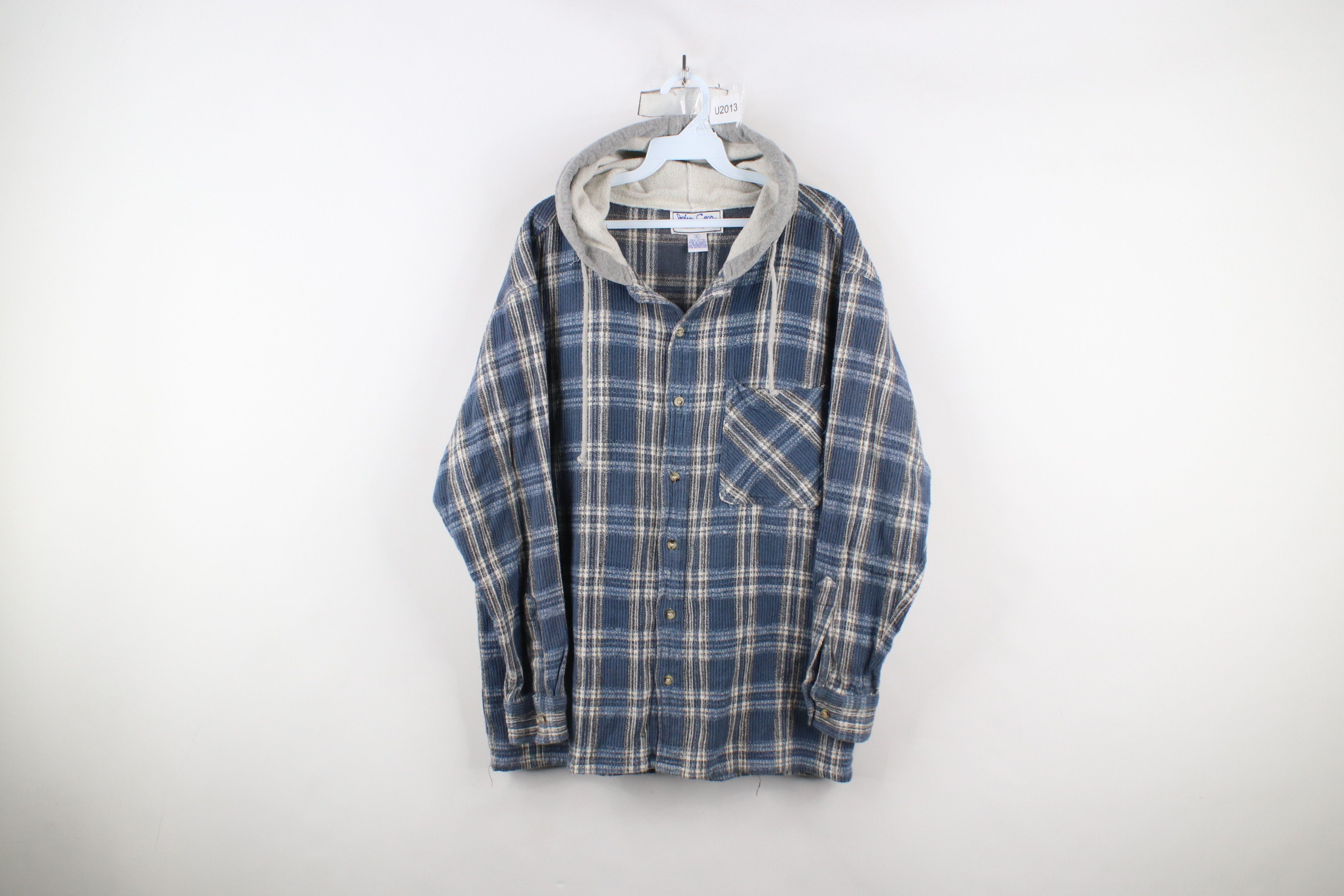Vintage Vintage 90s Streetwear Hooded Button Shirt Jacket Jac Shirt Size US XL / EU 56 / 4 - 1 Thumbnail