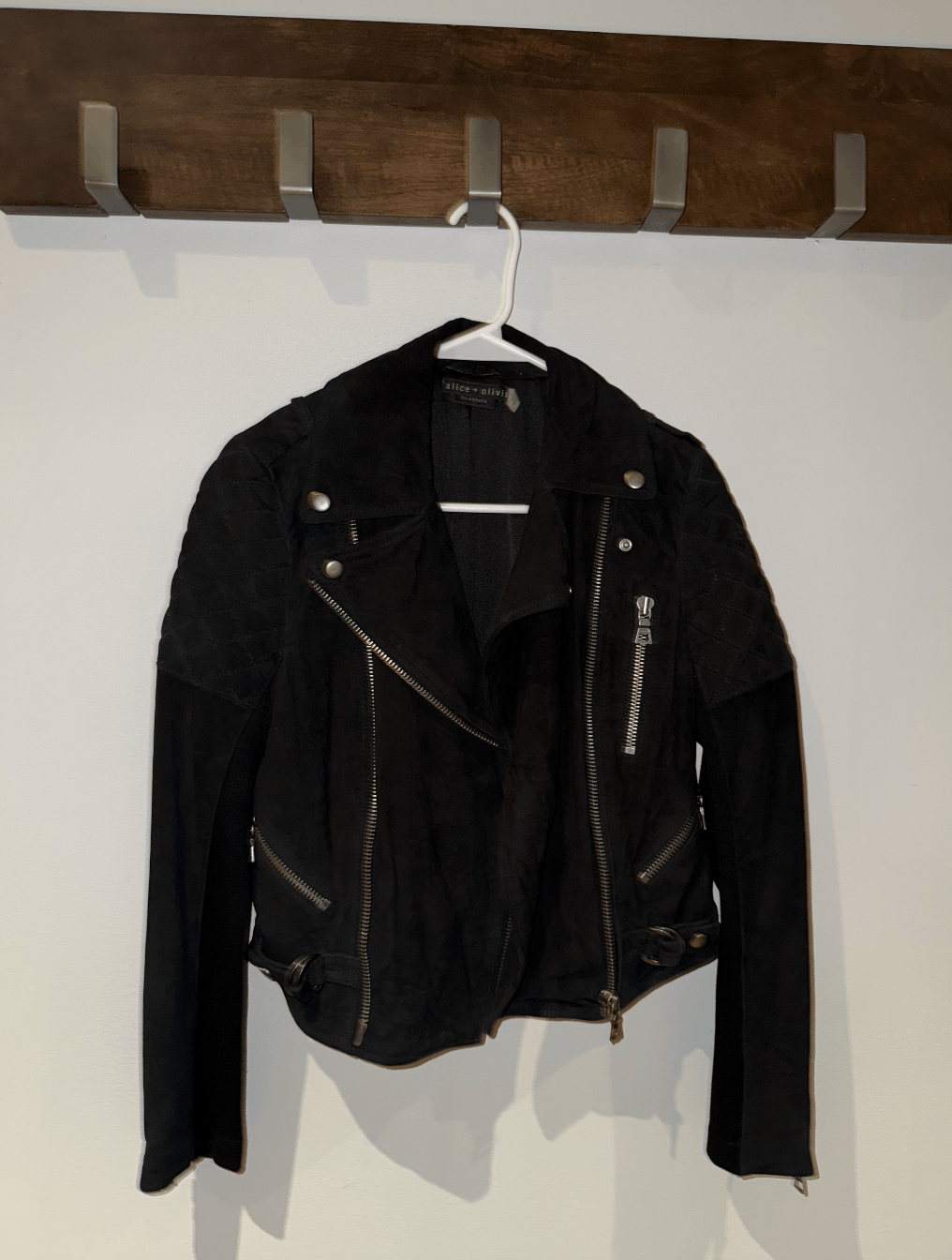 Alice + Olivia Alice and Olivia Miles Moto Suede Jacket Size S / US 4 / IT 40 - 3 Thumbnail